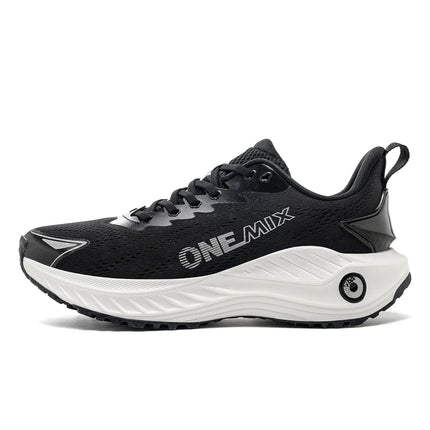 ONEMIX Black Men Basic Racing Road Running Shoes Summer Mesh traspirante scarpe sportive cuscino Durable Outdoor Sneakers Plus Size PlatiNum