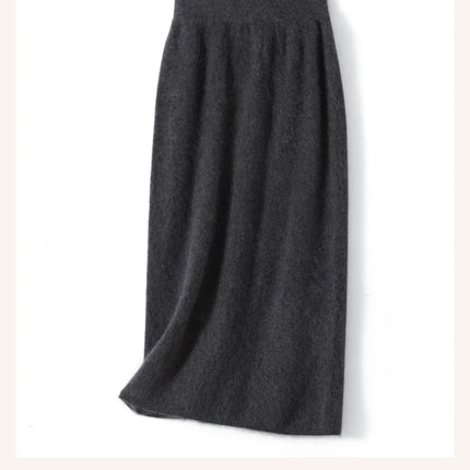 Autumn Winter Knitted Woolen High Waist Slim Fit Half-length Skirt Women's Mid-length Wrap Bodycon Skirt Elegant Commute Style PlatiNum