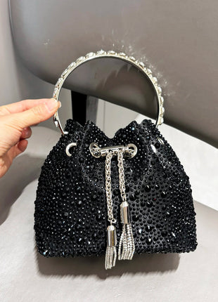 Handle Rhinestones Evening clutch Bag Purses and handbag luxury Designer shoulder bag Shiny Crystal Clutch purse bucket bag PlatiNum