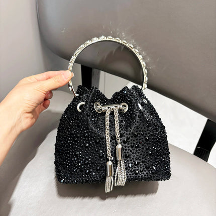 Handle Rhinestones Evening clutch Bag Purses and handbag luxury Designer shoulder bag Shiny Crystal Clutch purse bucket bag PlatiNum