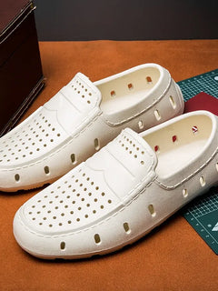 Mocassini Comodi da Uomo in Pelle, Scarpe Antiscivolo da Guida, Sandali Estivi, Zoccoli Casual con Punta Tonda, Scarpe da Lavoro Slip-on
