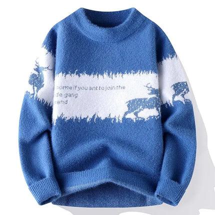 Sweaters men Winter Letter pattern thick sweater men Student youth sweaters autumn Men's wool pullovers full
