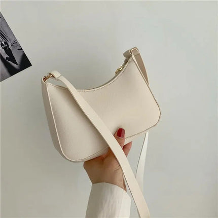 New Women's Fashion Handbags Retro Solid Color PU Leather Shoulder Underarm Bag Casual Women Hobos Handbags sac à main femme PlatiNum