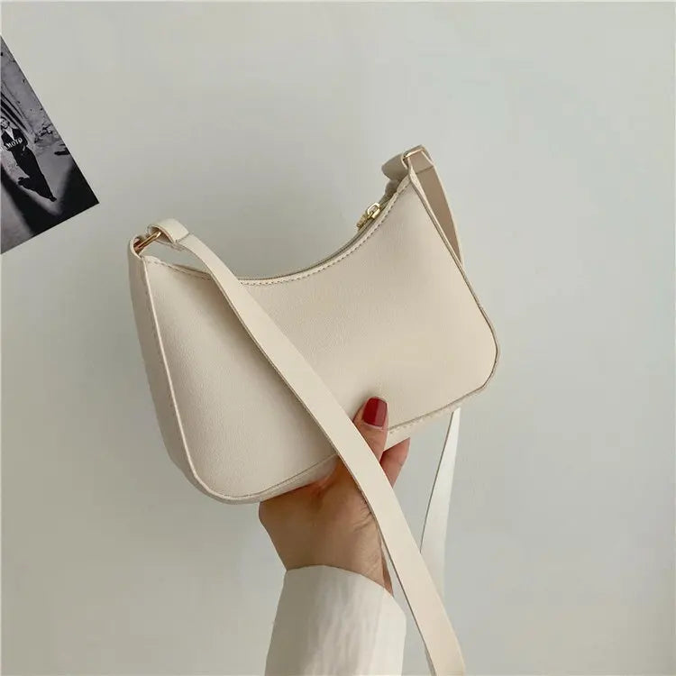 New Women's Fashion Handbags Retro Solid Color PU Leather Shoulder Underarm Bag Casual Women Hobos Handbags sac à main femme PlatiNum