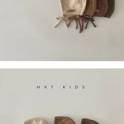 Moda retrò cava bambini cappelli lavorati a maglia fatti a mano all'uncinetto ragazze di fiori genitore-figlio cappello di cotone all'aperto 2024 autunno inverno berretti