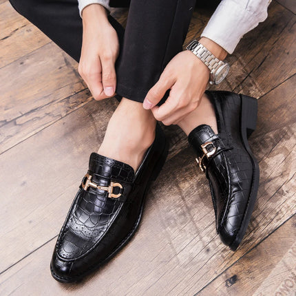 Scarpe Casual in Pelle da Uomo, Mocassini di Design con Fibbia Metallica, Scarpe Eleganti da Uomo per Affari, Nuove Scarpe di Lusso in Pelle