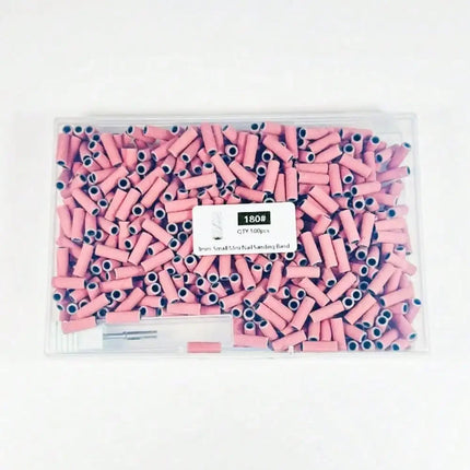500PCS 3MM Small Mini Nail Sanding Bands With 1PC Spring Mandrel For Nail Drill #180 Grit Nail Sanding Band Bulk For Salons Manicure