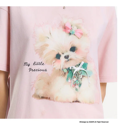 T-shirt lunga Semir con fiocco da donna, vestibilità ampia in cotone, nuova collezione estiva 2025, top grafico carino per ragazze adolescenti