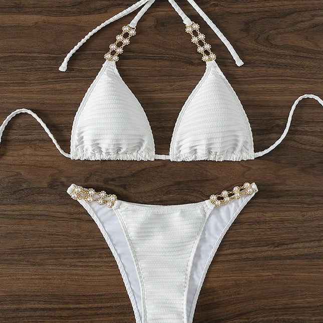 Set Bikini a Triangolo per Donna, Sexy Costume da Bagno Brasiliano a Due Pezzi con Lacci, Grazioso Costume da Bagno platinumshop
