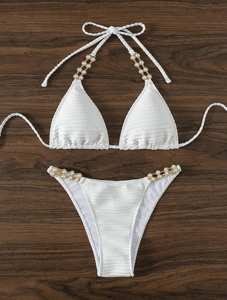 Set Bikini a Triangolo per Donna, Sexy Costume da Bagno Brasiliano a Due Pezzi con Lacci, Grazioso Costume da Bagno platinumshop