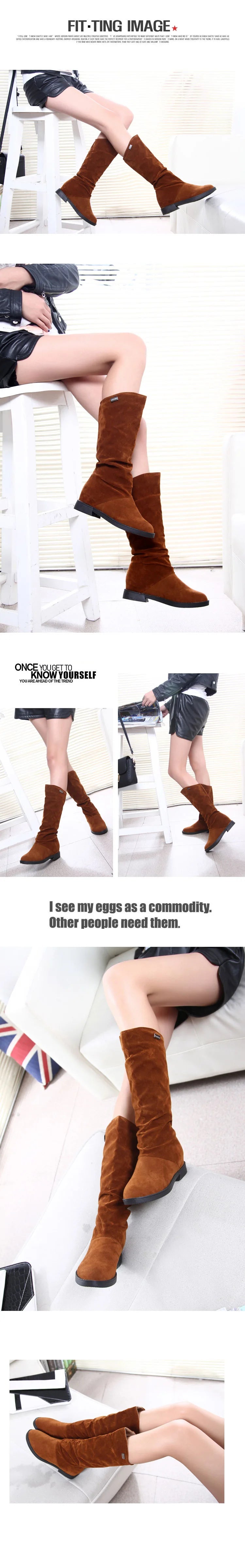 Women's Boots Winter New European American Fashion Frosted Mid-calf Women's Boots Low Heel Plus Velvet Knight Boots for Women