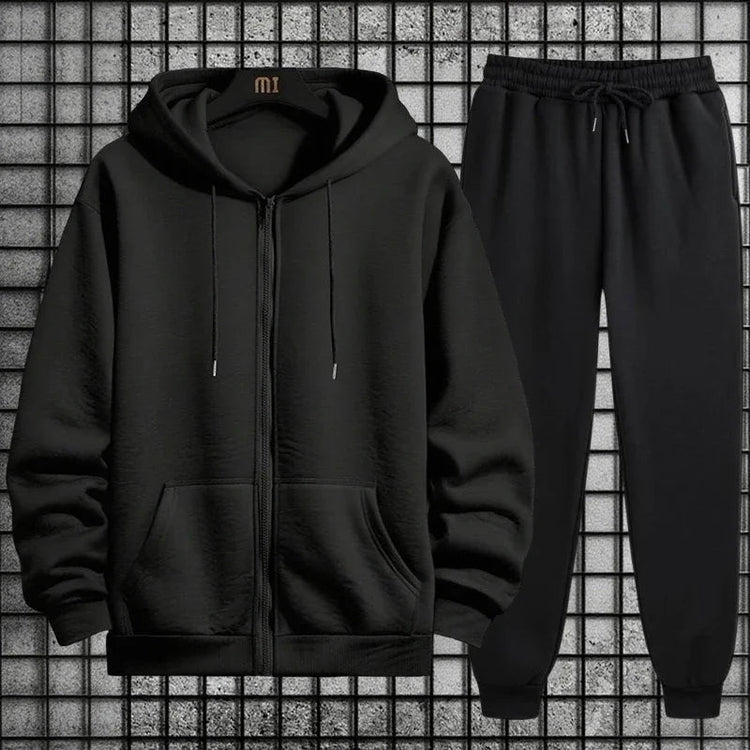 Plus Size Men's Tracksuit Hooded Sweatshirts Sports Sweatpants Zipper Jacket Coats Casual Jogging Pants Male Clothing 110-185KG PlatiNum