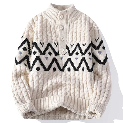 Mens Knit Sweater Autumn Winter Pullover Korean Soft Heavyweight Knit Polo Sweaters Minimalist Long Sleeve Casual Top