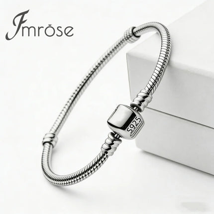 Nuovo Bracciale Artigianale Originale in Argento 925 con Charm, Liscio e Morbido, a Osso di Serpente, per Donna - Regalo 2026 PlatiNum