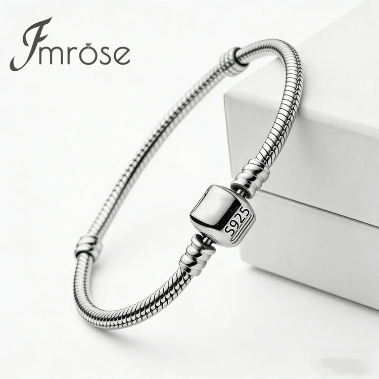 Nuovo Bracciale Artigianale Originale in Argento 925 con Charm, Liscio e Morbido, a Osso di Serpente, per Donna - Regalo 2026 PlatiNum