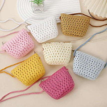 Fashionable Shell-Shaped Straw Bag, Handmade, Summer Beach Bag, Shoulder Bags for Children