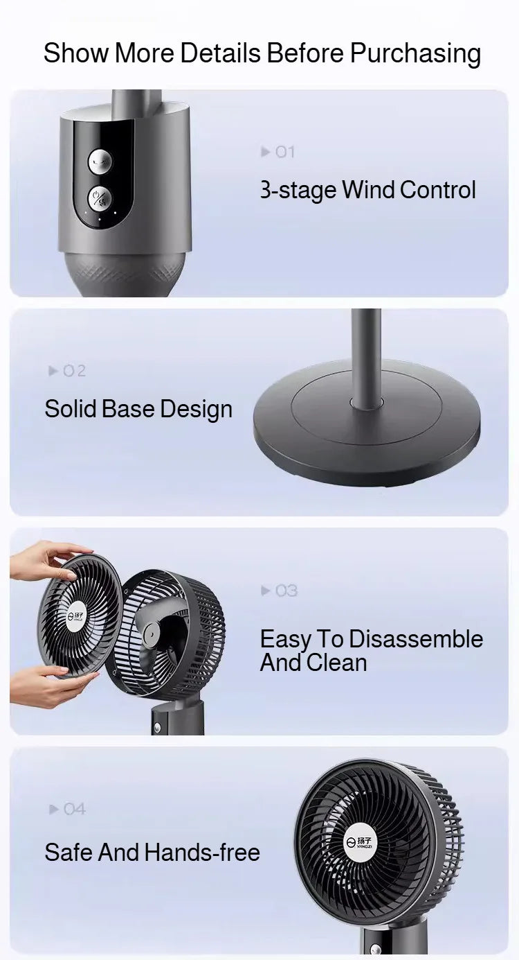 Ventilatore intelligente regolabile con 3 impostazioni di velocità Circolatore d'aria a basso rumore e ventilatore a torre Vento silenzioso e potente Ideale per il raffreddamento domestico