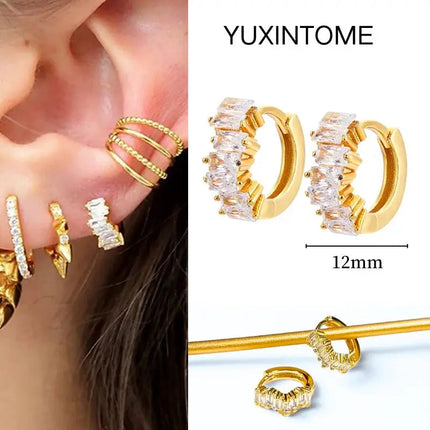 White Color Zircon Hoop Earrings 925 Sterling Silver Needle Cross/Star/Flower/Water Drop Pendant Gold Earrings Luxury Jewelry PlatiNum
