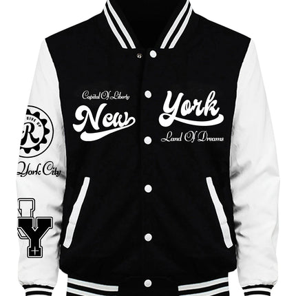 New York Land Of Dreams Capital Of Liberly Baseball Jersey Men Retro Soft Coat Trendy American Jackets Autumn Fleece Men Top