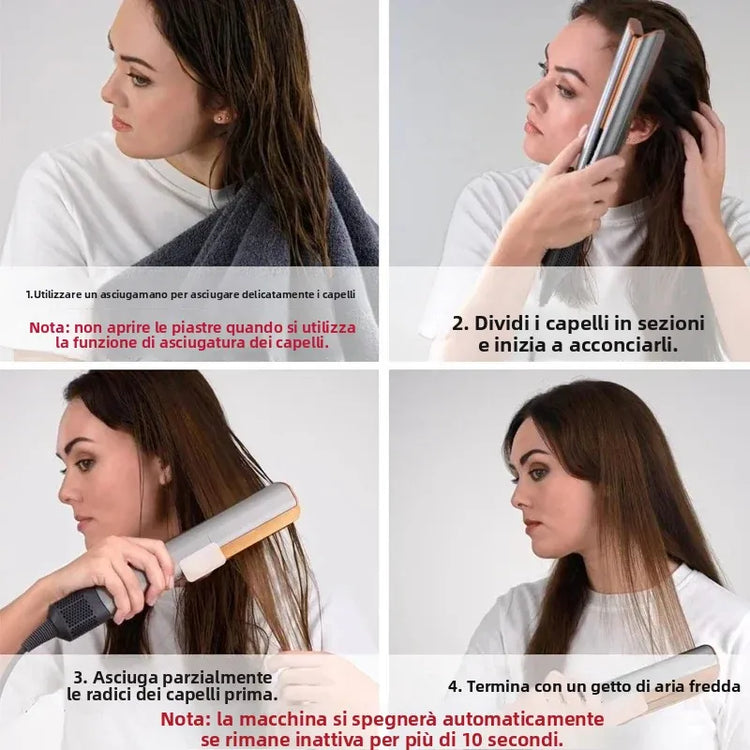 SenCiciMen 2-in-1 Air Straight & Dryer Combo - Negative Ion Heated Flat Iron for Fast, Long-Lasting Hairstyling at Home & Salon