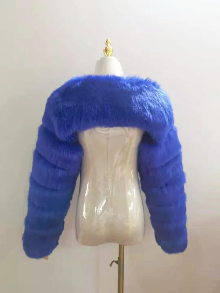 ZADORIN Autumn Winter Cropped Faux Fox Fur Coat Women Luxury Raccoon Long Sleeve Warm Fur Jackets Female Outerwear Pink Red