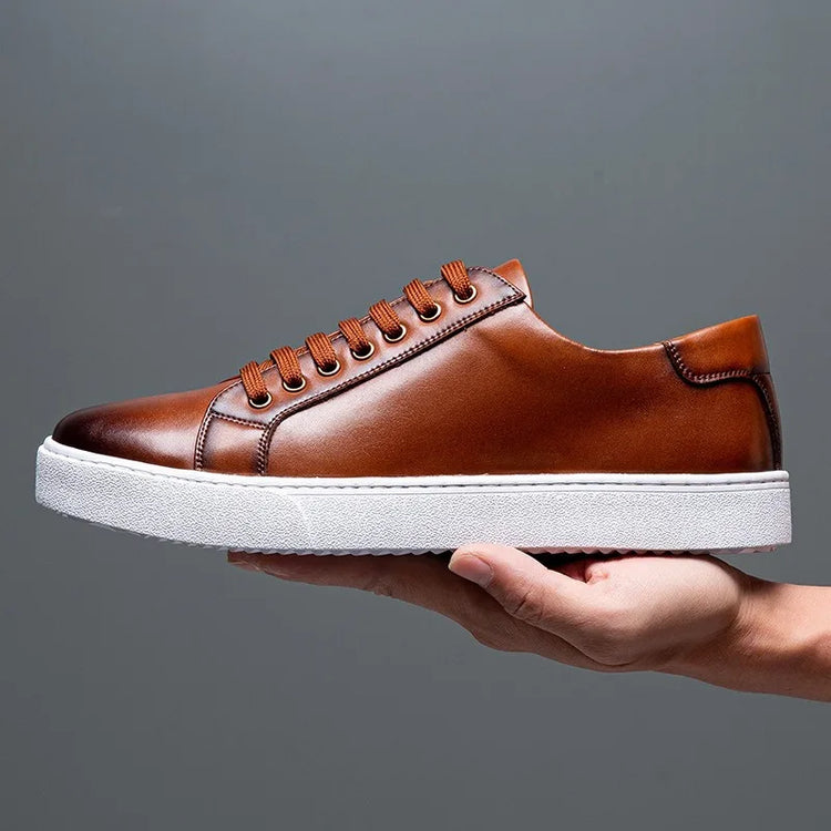 Plus Size 49 Trendy Men Leather Casual Shoes Soft Outdoor Sneakers Comfortable Lightweight Flat Shoes Classic Social Board Shoes