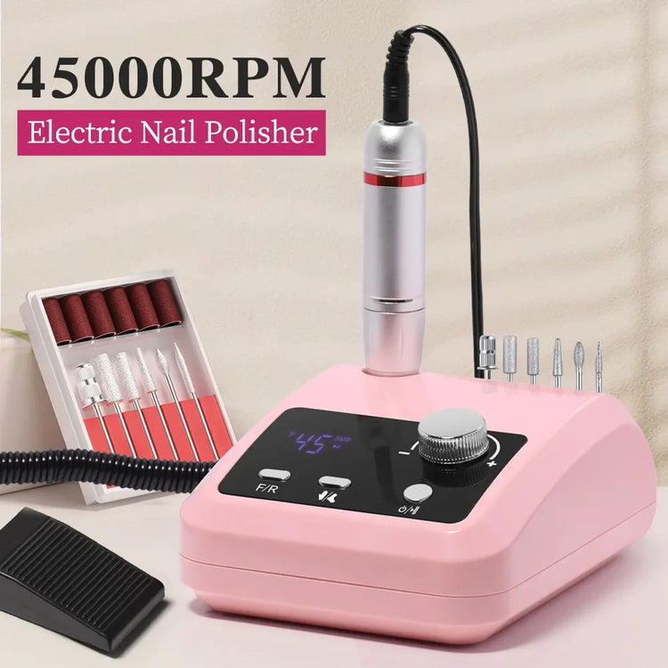 Professional Manicure Pedicure Nail Art Tool Electric Nail Drill High Rotation Speed Quick Nail Grinding Surface Polisher