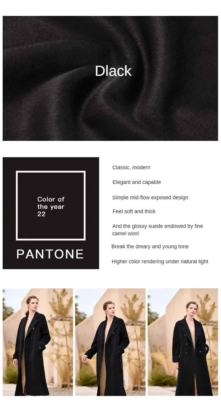 DUTRIEUX Women's Coat Double-sided 10% Cashmere 90% Wool Women's Long Coat Jacket, 2025 Winter New Long Cashmere Coat Women
