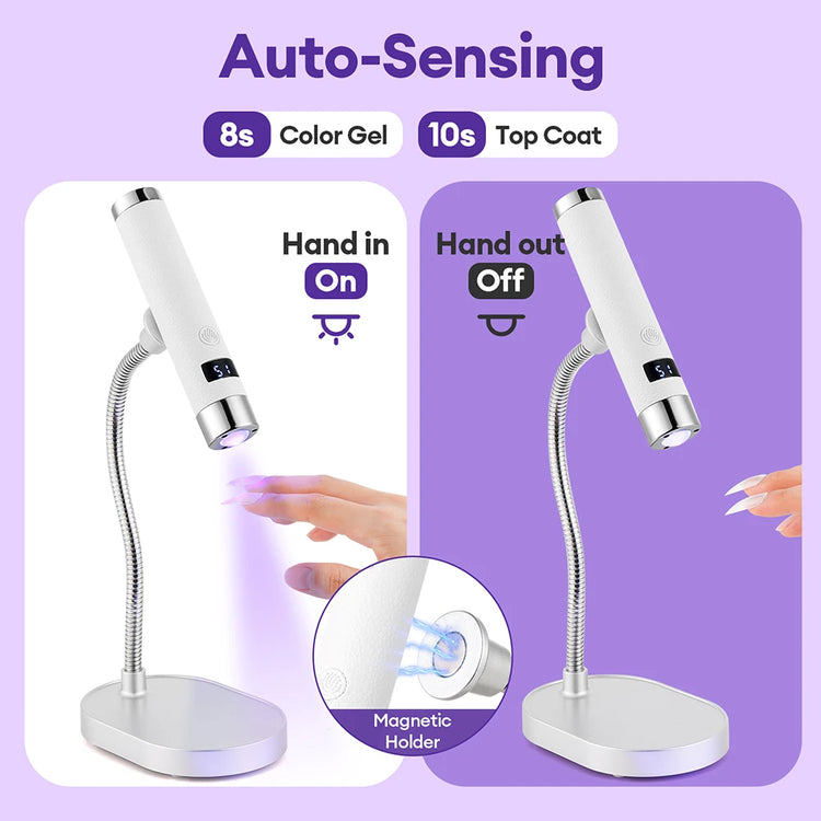Wireless Mini UV LED Nail Lamp Rechargeable Handheld LED Nail Dryer Smart Sensor Gel Polish Curing Lamp for Manicure Tool Home Salon
