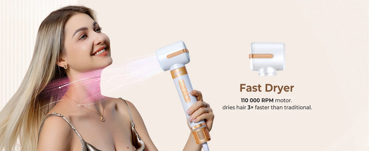 7‑In‑1 Multi‑Functional Hot Air Hair Styling Set,626-1- Curling Wand, Hair Dryer, Straightening Comb, Round Brush, Interchangeable Heads Household Salon Hair Care Styling Instrument
