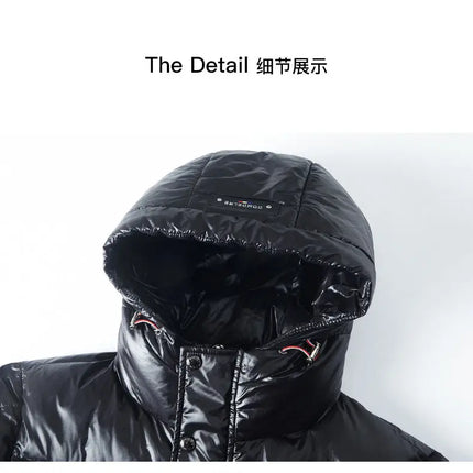 Men Down Jacket 2025 Trendy White Duck Down Thick Cold Proof Warm Hooded Pike Coat Outdoor Casual Winter Zipper Puffer Jacket