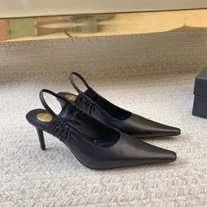 2026Women's Springand SummerPointed StilettoHigh HeelsBaotouCommutingSandals FrenchStyle VersatileRear StrapFashion BanquetShoes