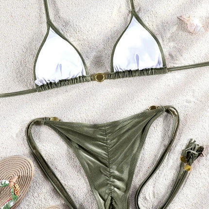 ZRTAK Costume a due pezzi Bikini 2025 Costume da bagno donna Push Up Costume da bagno Bikini sexy Set Costumi da bagno Stampa Beachwear Biquinis solidi platinumshop