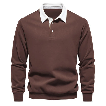 2025 Spring Autumn Polo Neck Sweatshirts for Men Fashion Smart Casual Cotton Mens Hoodies Sweatshirts High-Quality Pullover Tops