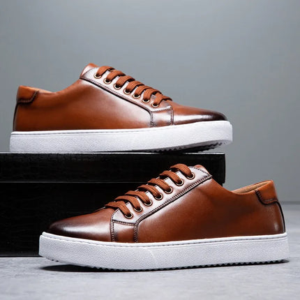 Plus Size 49 Trendy Men Leather Casual Shoes Soft Outdoor Sneakers Comfortable Lightweight Flat Shoes Classic Social Board Shoes