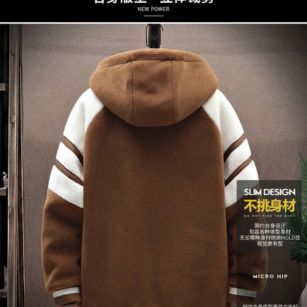 2023 Men's Hooded Jackets Japan Fashion Streetwear Harajuku Coats Men Autumn Winter Men Clothing Wool Jackets Embroidery Jacket