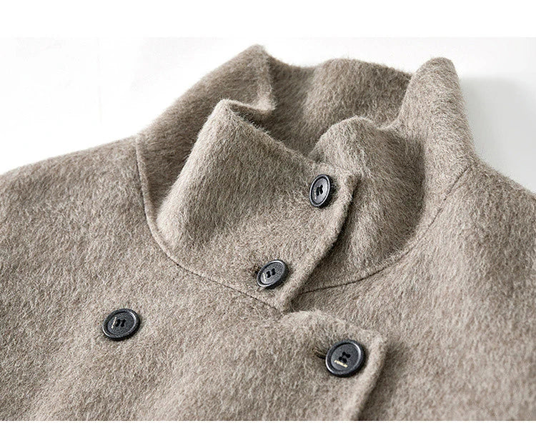 SENTUBILA 100% Wool Winter Jackets for Women Short Coats 2026 Stand Turtleneck Unlined Wool Outerwears Female Clothes W44O56626