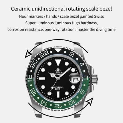 ADDIESDIVE Men's Watch NH35 Automatic Luxury Sapphire Crystal 200m Waterproof Luminous Date Stainless Watches Relogios Masculino