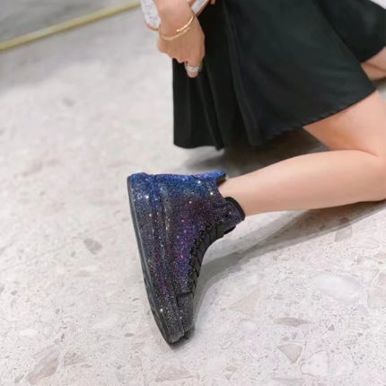 Hot Top Quality Winter Warm Fur Sneakers Sexy Women Skate Shoes New Rhinestone High Top Board Shoes Shiny Women's Casual Shoes