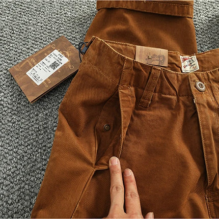 Spring And Autumn New American Retro 100% Cotton Multi-pocketed Washed Old Straight Casual Pants Loose Fashion Cargo Trousers