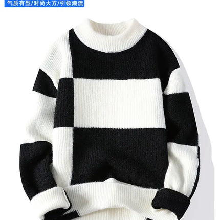 2023 New Style Turtleneck Sweater Men Pullovers Autumn Winter Soft Lightweight Warm Knitted Jumper Hombre Plaid Sweater