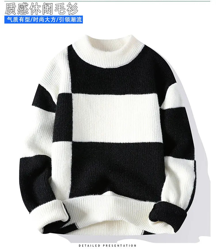 2023 New Style Turtleneck Sweater Men Pullovers Autumn Winter Soft Lightweight Warm Knitted Jumper Hombre Plaid Sweater