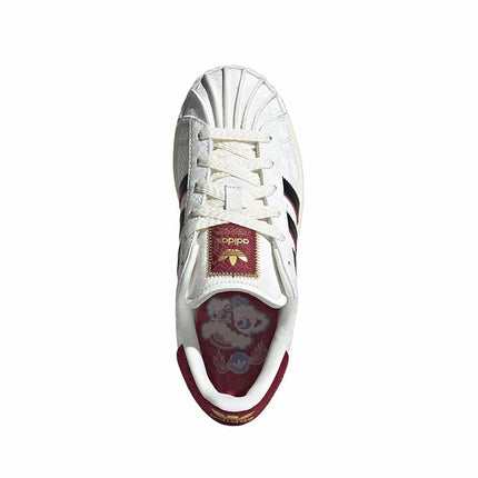 adidas Originals Superstar 2 CNY Scarpe da ginnastica retrò GS a profilo basso, comode, morbide, leggere, con punta a conchiglia, suola sottile, versatili, resistenti all'usura, disponibili in bianco, nero e rosso JR8084