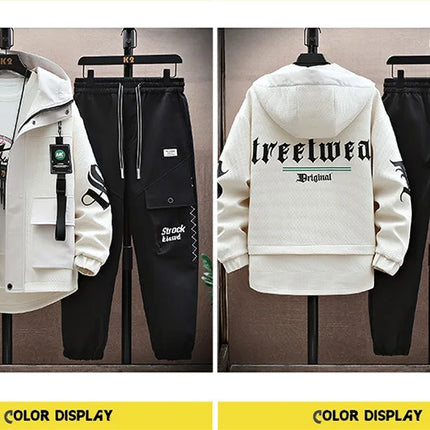 Autumn Men Tracksuit Casual Joggers Hooded Spring Sportswear Jackets Pants 2 Piece Sets Hip Hop Running Sports Suit