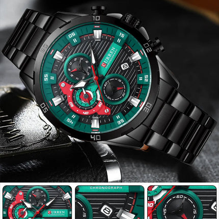 CURREN 8402 Orologio da uomo in acciaio inossidabile Moda creativa Quadrante luminoso con cronografo Orologio da uomo di lusso per il tempo libero reloj hombre platinumshop