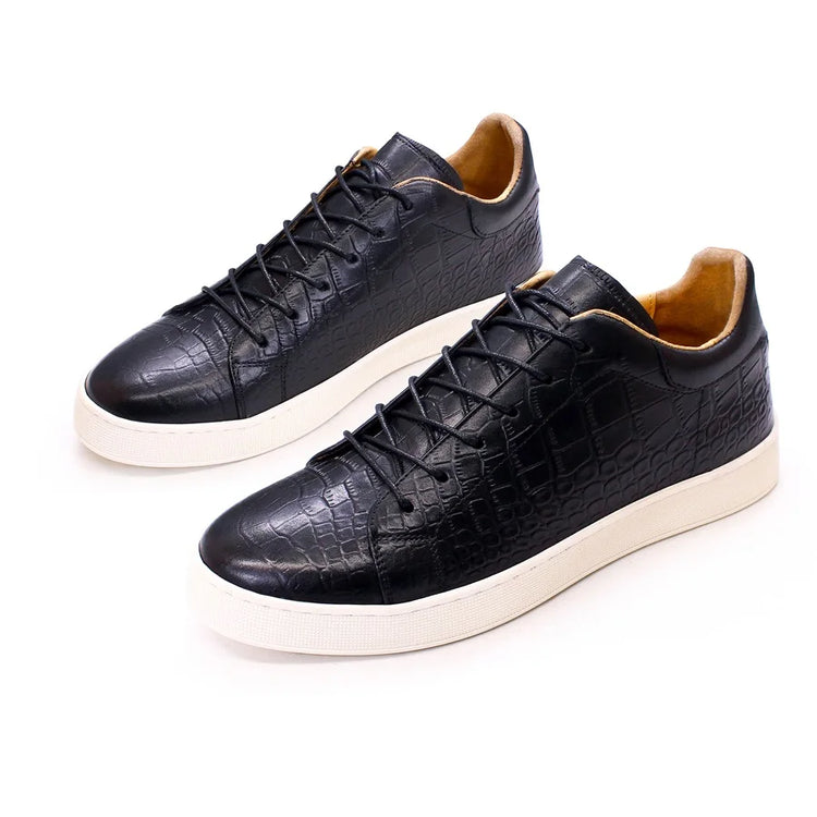 Men's Leather Shoes Casual Comfort Flat Shoes Lace Up Fish Pattern Handmade Shoes Dating Office Fashion Banquet Men's Shoes