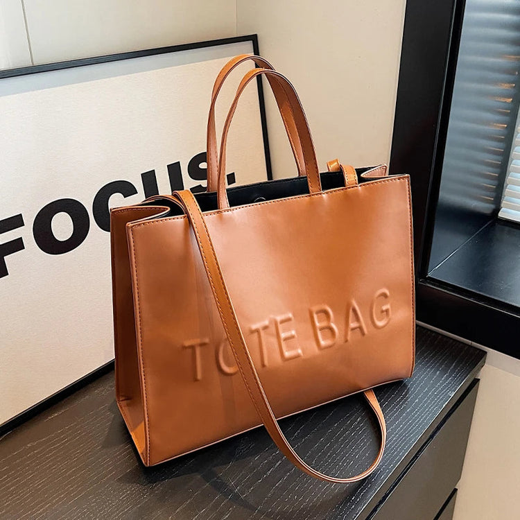 Designer Tote Bag For Women Large Capacity Handbag Portable Brand Briefcase Top Quality Pu Leather Female Shoulder Crossbody Bag PlatiNum