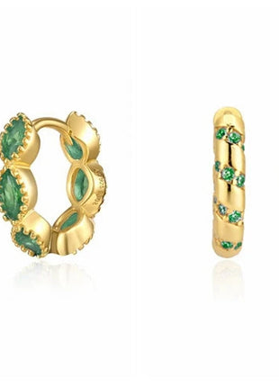 925 Sterling Silver Needle Green Zircon Gold Earrings Heart Hoop Earrings for Women Delicate Stud Earrings Luxury Jewelry Gifts PlatiNum