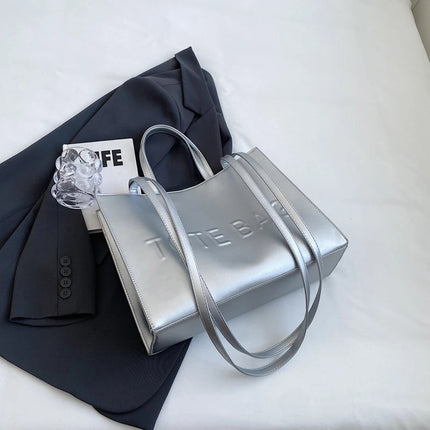 Designer Tote Bag For Women Large Capacity Handbag Portable Brand Briefcase Top Quality Pu Leather Female Shoulder Crossbody Bag PlatiNum