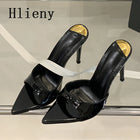 Hlieny 2026 Mode d'été Talons aiguilles Femmes Pantoufles pointues Banquet Robe Sandales Fête Mariage Mules Présentations de fabricants de jeux Chaussures